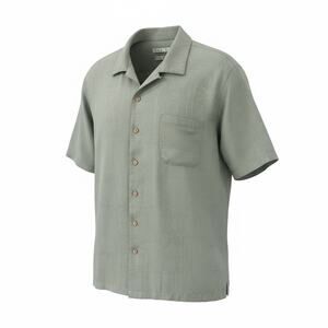 Batik Bay Men's Olive Green 100% Silk Jacquard Hawaiian Camp Shirt XXL